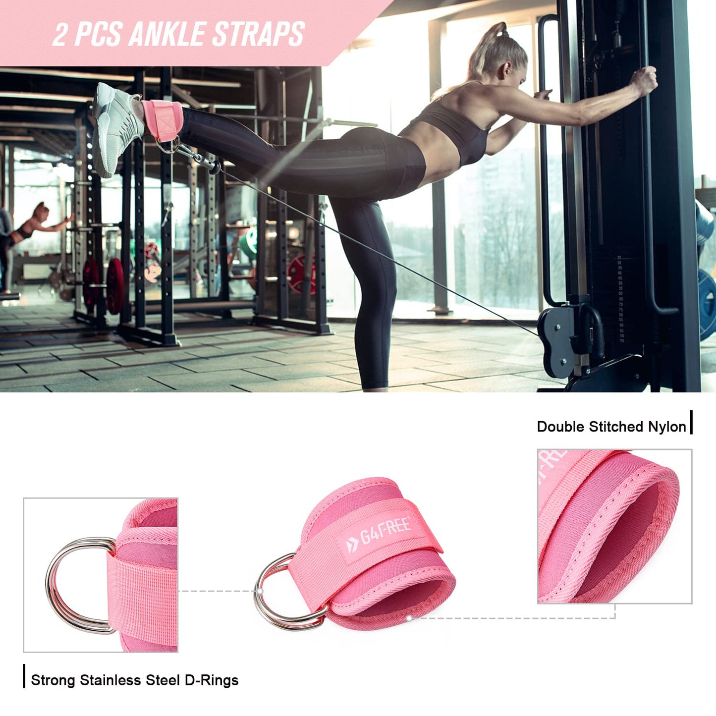 G4Free 9-piece Set Barbell Pad/Neck Pad/Barbell Pad for Squats/Hip Thrusts/Lunges/Olympic Barbell with 2 Gym Ankle Safety Straps & 3 Hip Resistance Bands & 2 Fitness Bands