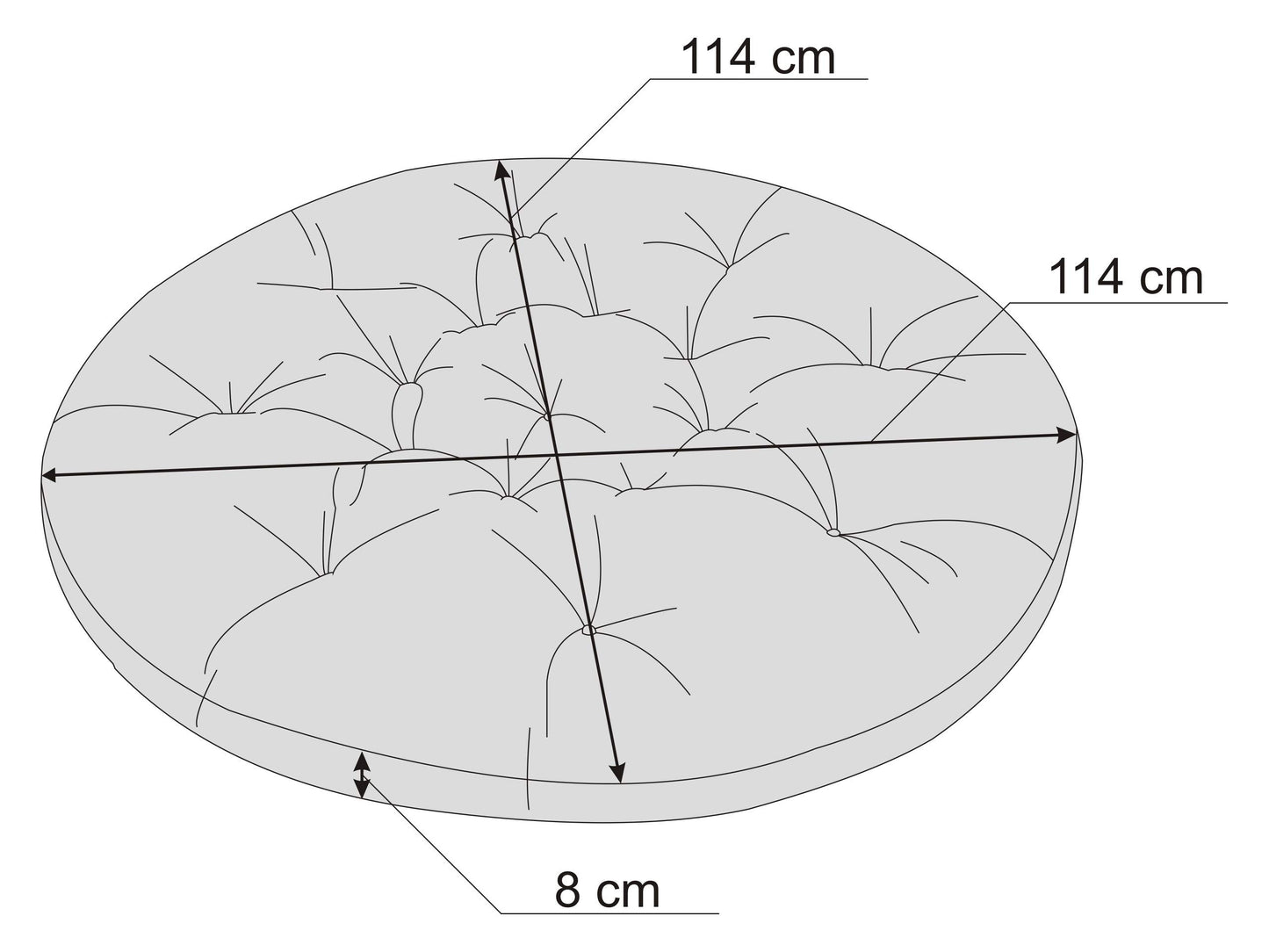 PillowPrim cushion for papasan chair, seat cushion, replacement cushion papasan D 114 cm floor cushion padded seat cushion play mat hanging chair Made in EU - Anthracite