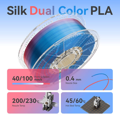 Conjure Silk PLA 3D Printer Filament, 1.75mm Dual Color Filament, Silk Pink Blue 3D Printing Filament 2KG