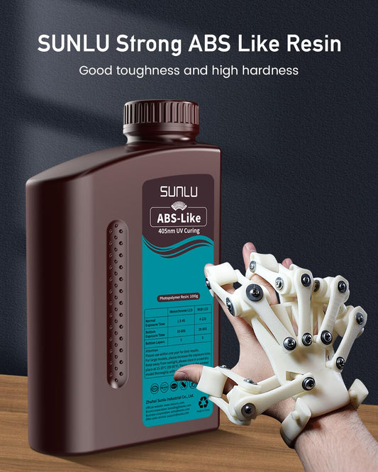 SUNLU ABS-Like 3D Printer Resin 1KG, 405nm UV-Curing Standard Photopolymer Fast Resin for LCD/DLP/SLA 3D Printing, Non-Brittle & High Precision, Dark Grey 1000G