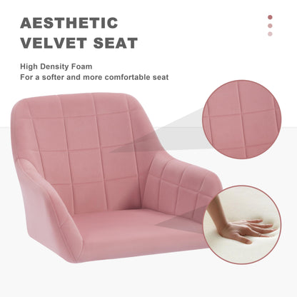 WOLTU Vanity Chair, Swivel Desk Chair, Rolling Office Chair, Ergonomic Task Chair, Height Adjustable Seat for Home Office, Bedroom, Office, Velvet, Pink