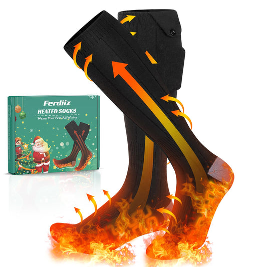 2024 Ferdiiz Heated Socks, 2 X 6000mAh/5V Battery Max. 12H Electric Foot Warmer Rechargeable Wool Heated Socks 2 Heating Wire Heated Socks with 4 Temperatures for Boys Girls.