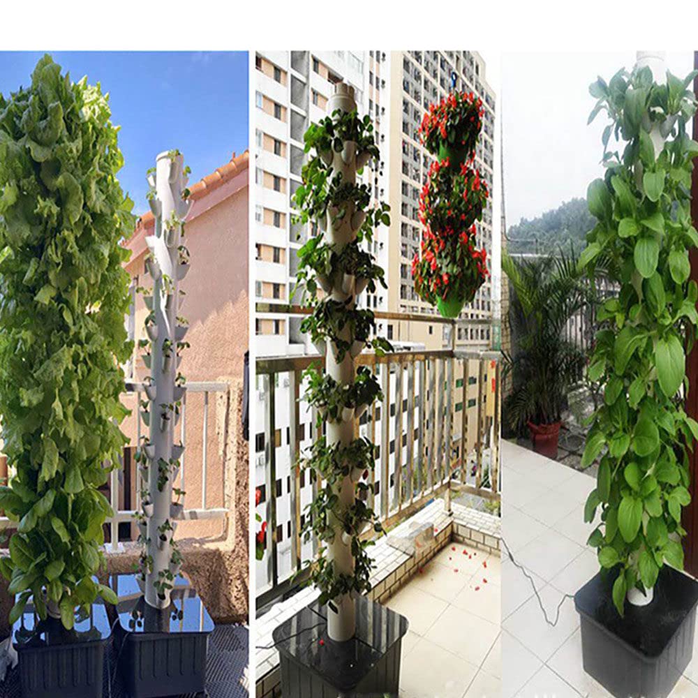 Aquaponic wax system, hydroponic tower, indoor herb garden kit, hydroponic propagation system, indoor garden kit, fruits and vegetables with hydration pump, adapter, net pots.
