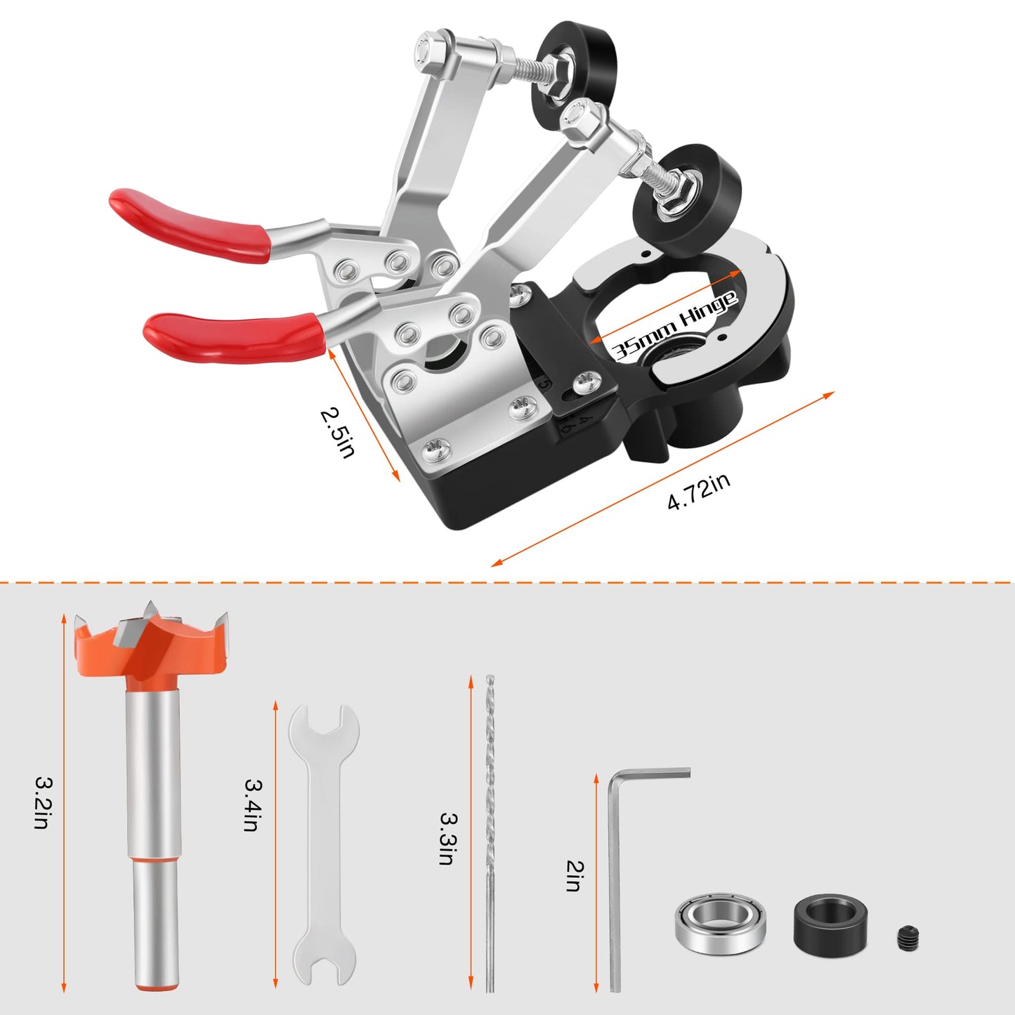 35mm hinge drilling template concealed door hinge jig, precise locking cabinet hinge jig, aluminum alloy material comes with clamping device for easy carrying and use.
