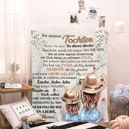 UOOYAA Personalized Blanket, Blanket for My Daughter in German, Mother to Daughter Letter Blanket, Positive Encouragement and Love Daughter Flannel Blanket.