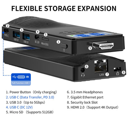 HEIGAOLAPC PC Stick Win 11 Pro, Celeron J4125 8GB DDR4 RAM 128GB eMMC Fanless Mini Computer, Dual WiFi 5.0/BT5.2/4K 60Hz/USB PD3.0 Business Office Industrial IOT Media Home Micro PC