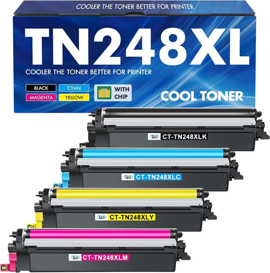 TN248 MFC-L3760CDW TN248XL TN-248XL Toner: Compatible for MFC-L3740CDW MFC-L3740CDWE TN-248 Brother DCP-L3560CDW 248 248XL DCP-L3520CDW DCP-L3520CDWE MFC-L8390CDW HL-L3240CDW HL-L3220CWE TN-248CMYK