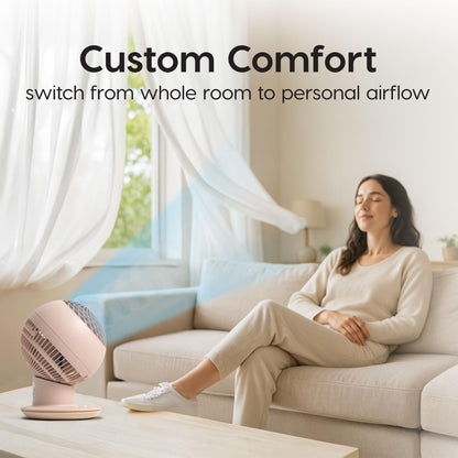 Iris Ohyama Woozoo, 30m², fan, matte pink, 5 speeds, remote control, oscillating, quiet, table fan, desktop fan, floor fan, portable, cooling, PCF-SC15T.