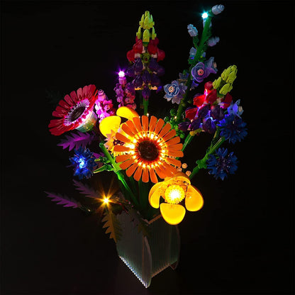 LED light set for Lego Wildflower Bouquet set 10313 (no model), LED lighting set for Lego Icons Wildflower Bouquet 10313 artificial flowers Valentines Day gift for adults unique home decor