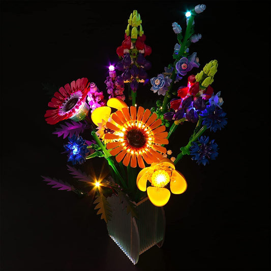 LED light set for Lego Wildflower Bouquet set 10313 (no model), LED lighting set for Lego Icons Wildflower Bouquet 10313 artificial flowers Valentines Day gift for adults unique home decor