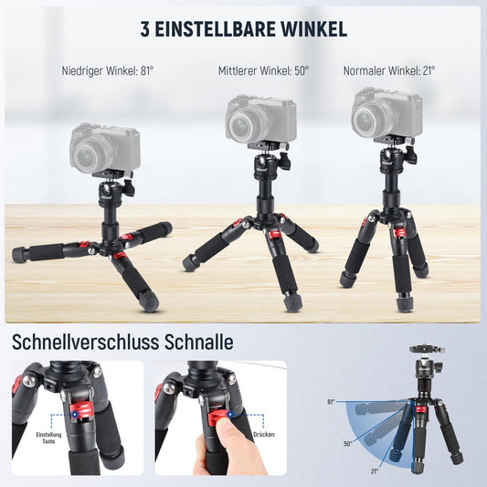 NEEWER Mini Camera Tripod with 360° Ball Head, Aluminum Alloy 20"/50cm 1/4" Arca Type QR Plate, Portable Desktop Travel Tripod for DSLR Camera Video Camcorder, Max Load: 11lb/5kg