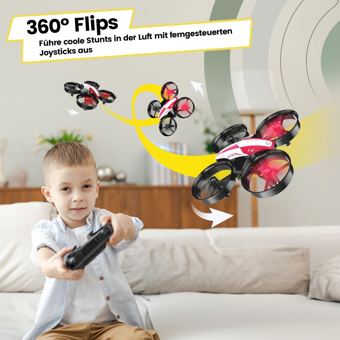 Holy Stone HS210 Mini Drone for Kids Beginners, RC Quadcopter with 3 Batteries Long Flight Time, Automatic Altitude Hold, 3D Flips, Headless Mode, One Key Start Gift Toy for Boys Girls Red, C0