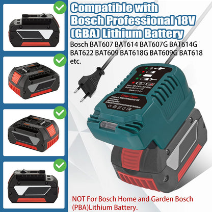 URUN Replacement Charger for Bosch Professional 18V System Battery, Portable Mini Fast Charger with LED Display for Bosch GBA BAT607 BAT614 Tool Battery Packs (Only for 18V Battery)