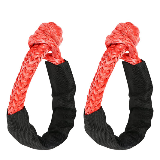 2 pieces of shackles, Professional Soft Shackle with 35,000 pounds breaking strength Soft Off-Road Shackle Rope for Truck ATV-Lock vehicles towing (Red)
