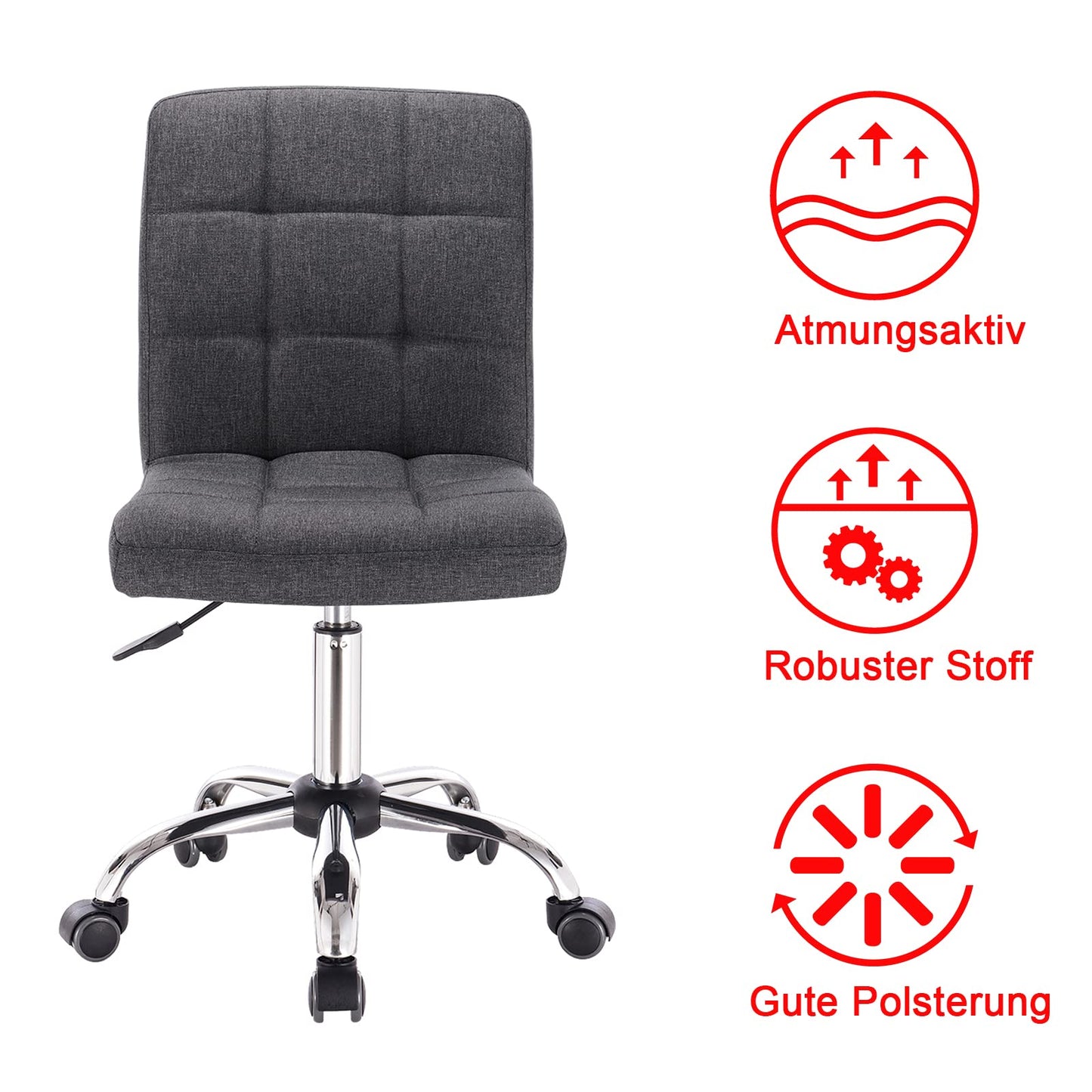 Esituro ergonomic office chair, height adjustable desk chair, swivel chair with casters, office swivel chair, for study bedroom, breathable fabric, dark gray SOFC0208.