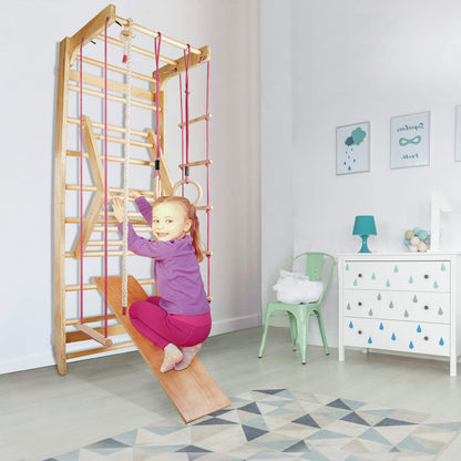 CCLIFE Sprout Wall Gym Climbing Frame Wooden Exercise Equipment Climbing Wall with Bar Fitness Kids Adult ZERO
