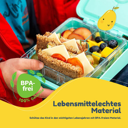 ChompChow Easy kids lunch box with compartments, Colorful divided & leak-proof, BPA-free lunchbox for preschool/daycare, Bento Box, Secure snack box lunch box