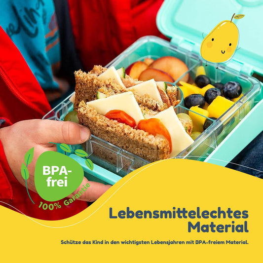 ChompChow Easy kids lunch box with compartments, Colorful divided & leak-proof, BPA-free lunchbox for preschool/daycare, Bento Box, Secure snack box lunch box