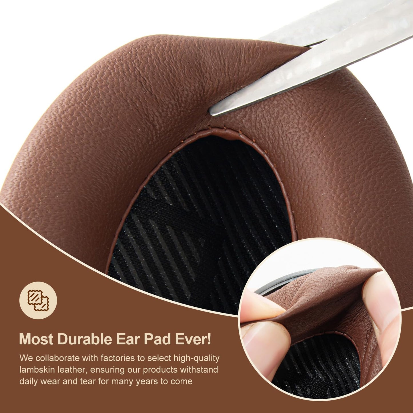 Aurivor genuine leather ear pads for Bose QuietComfort QC-35 QC-35-II QC-25 QC-15 QC-2 headphones, lambskin replacement ear cushions for Ae2/Ae2i/Ae2W SoundLink SoundTrue over-ear headsets.