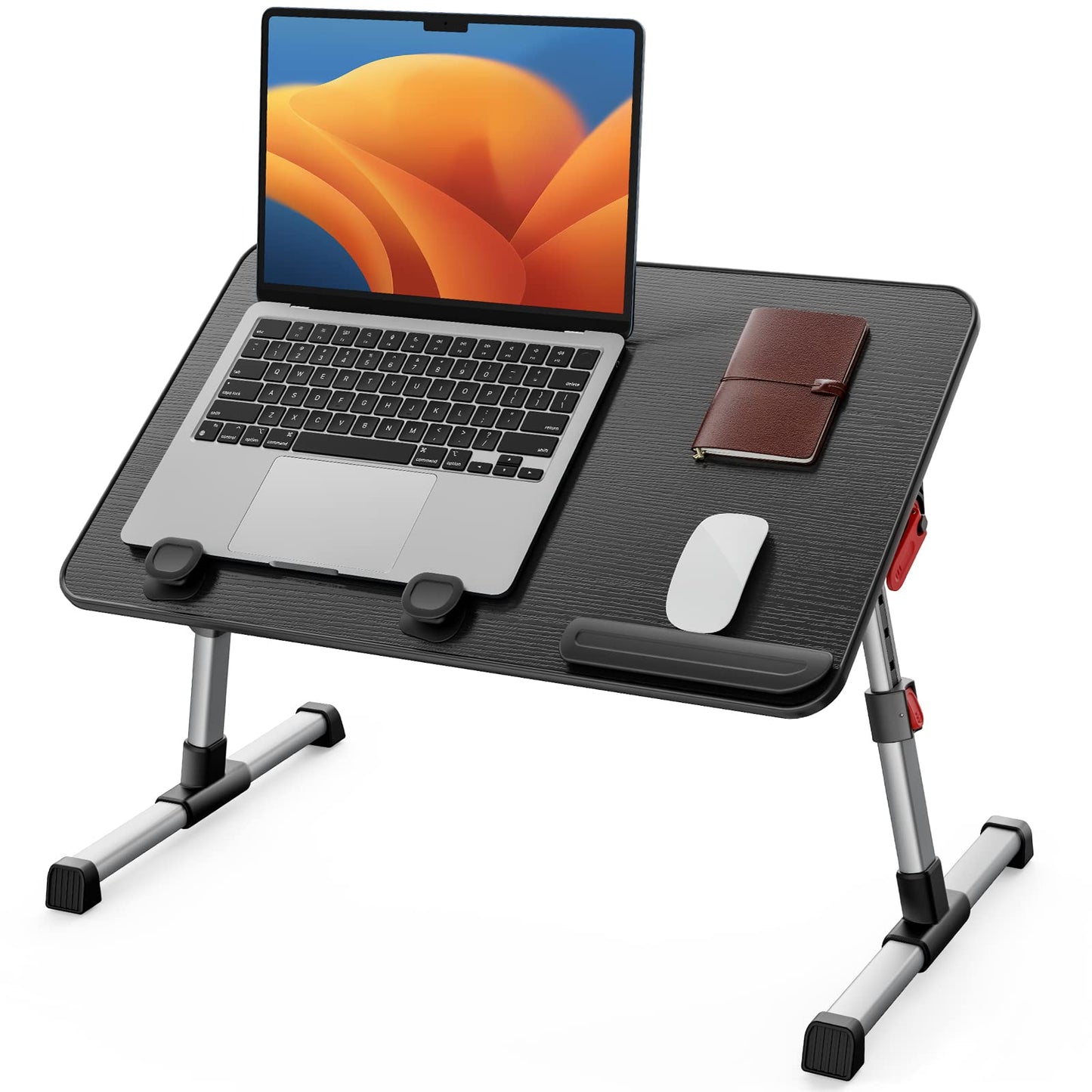 Table, SAIJI Adjustable Bed Table, with 4 adjustable angles, Foldable Lapdesk for working, studying, reading, writing, eating on sofa, couch, floor. Fits up to 17" laptop (60*33cm black)