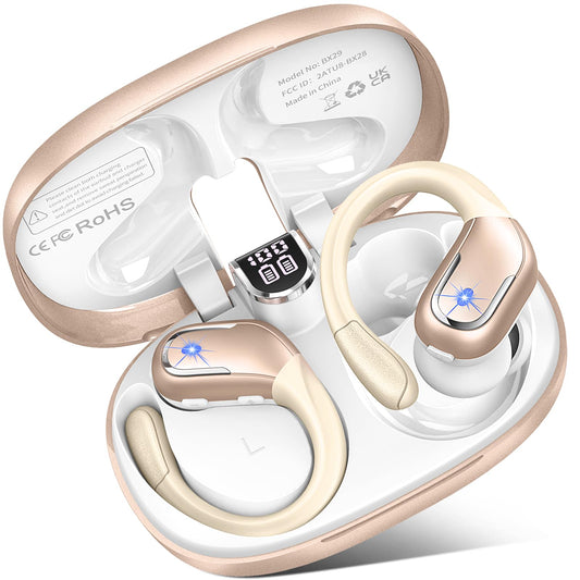 Bluetooth headphones for sports, 75hr wireless headphones with Bluetooth 5.3 and 3D stereo bass, 4 ENC mics for noise cancelling, LED display, IP7 waterproof, USB-C quick charge, in-ear earbuds