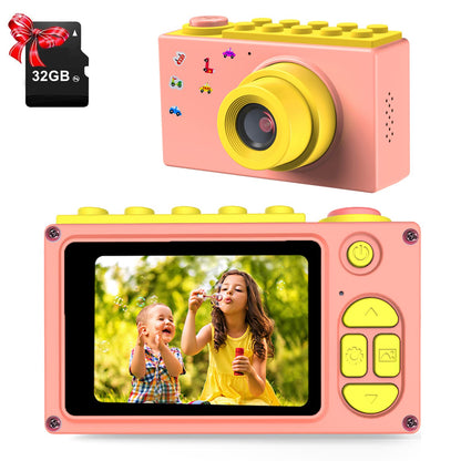 ShinePick Kids Camera, 8MP / HD 1080P / 2 Inch Screen/Photo & Video/Frames/Filters, Children's Digital Camera with Memory Card, Xmas Birthday Gifts for Kids (Pink)