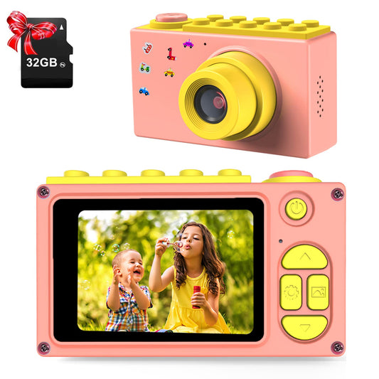 ShinePick Kids Camera, 8MP / HD 1080P / 2 Inch Screen/Photo & Video/Frames/Filters, Children's Digital Camera with Memory Card, Xmas Birthday Gifts for Kids (Pink)