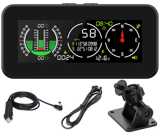 MR CARTOOL M60 Auto Slope Meter Car Digital GPS Speedometer HUD Display Clinometer with Compass for all vehicles SUV Offroad