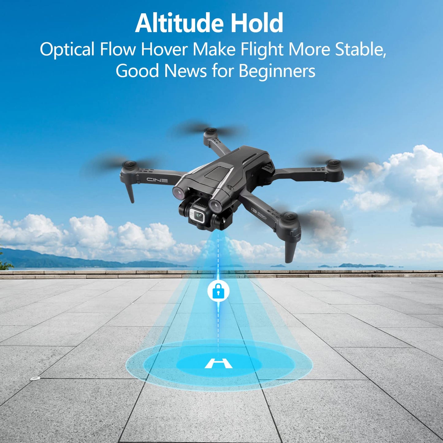 I3 PRO Drone with Camera HD 1080P, FPV WiFi Live Transmission Drone for Kids Beginners, Altitude Hold, One Key Landing, Optical Flow Hover, Headless Mode, 3D Flips, Obstacle Avoidance, 2 Batteries