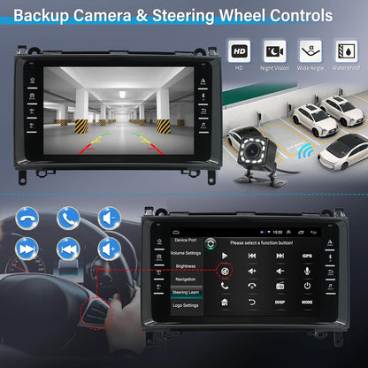 Android 13 car radio for Mercedes Benz W169 W245 B160 B170 B180 B200 W639 Vito Viano W906 Sprinter with Mirror Link, 8 inch car radio touch display with GPS navigation FM Bluetooth SWC+reversing camera+Mic