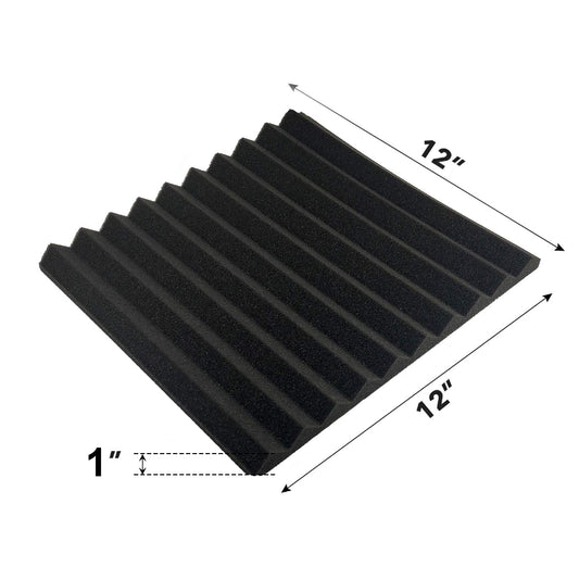 JBER 48 pieces Acoustic Foam Acoustic Panels, 2.5 x 30.5 x 30.5 cm Sound Absorber Acoustic Foam Soundproofing for Recording Studio, Black