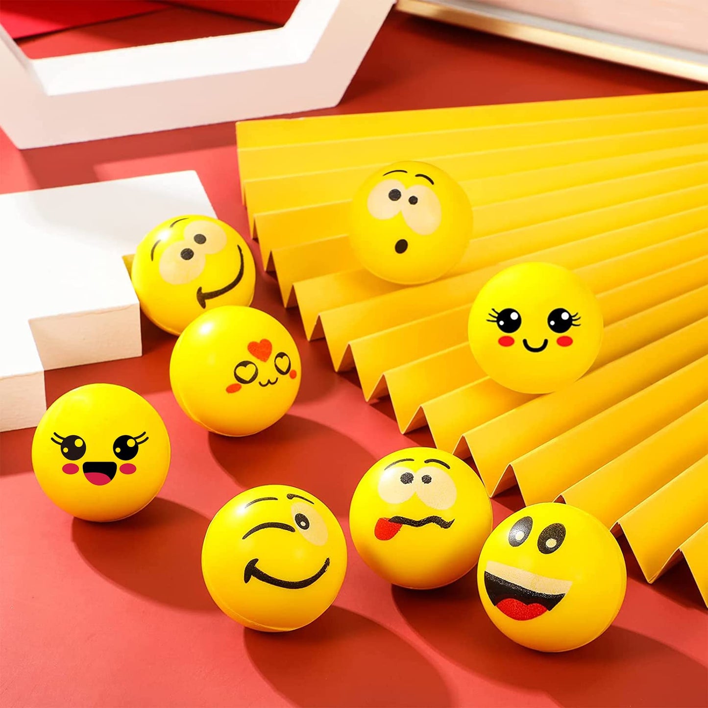 30 pieces of anti-stress balls for children and adults, smiley face stress balls, 1.6 inch mini foam stress relief balls, stress relief toys for children's birthday party favors (cute style)