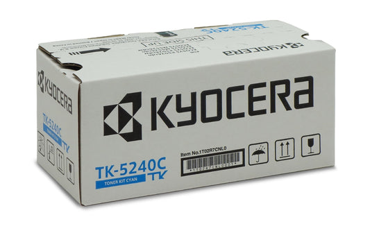 Kyocera TK-5240C Cyan Toner, Original cartridge 1T02R7CNL0. Compatible with ECOSYS M5526cdn, ECOSYS M5526cdw, ECOSYS P5026cdn, ECOSYS P5026cdw printers.