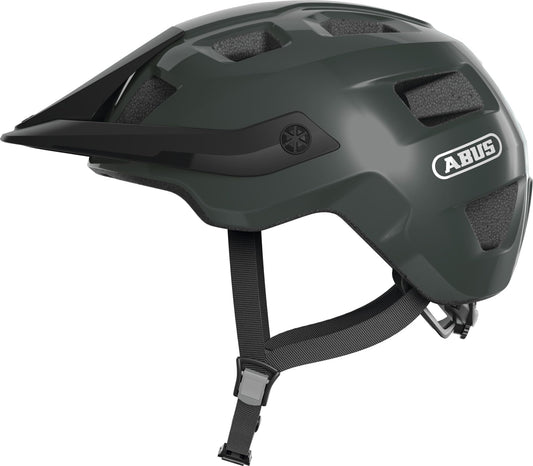ABUS MTB helmet MoTrip - durable bike helmet with adjustable visor for mountain bikers - custom fit - Unisex - Green Glossy, M, M (54-58 cm)