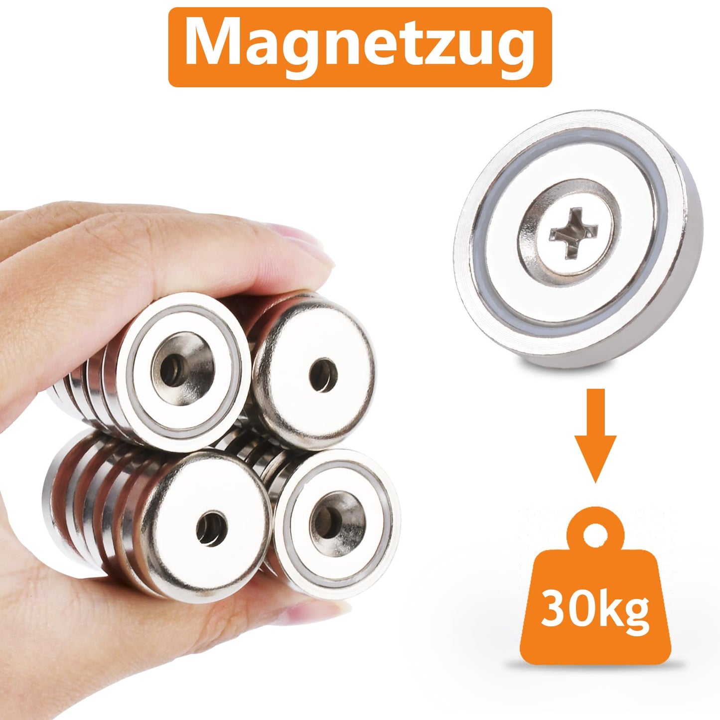 swihorab Neodymium Magnets Super Strong, 25mm 44lb Disc Magnets with Capsule, Strong Pot Magnet with Hole, Countersunk Pot Magnet with Screws and Steel Cushion for Kitchen, 12 Pieces