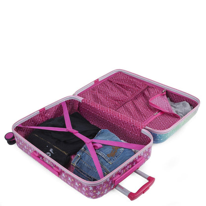 SKPAT - Hard shell suitcase made of polycarbonate for children - Children's suitcase for girls - Children's suitcase with integrated combination lock - 4-wheel children's travel suitcase - Durable children's trolley, fuchsia
