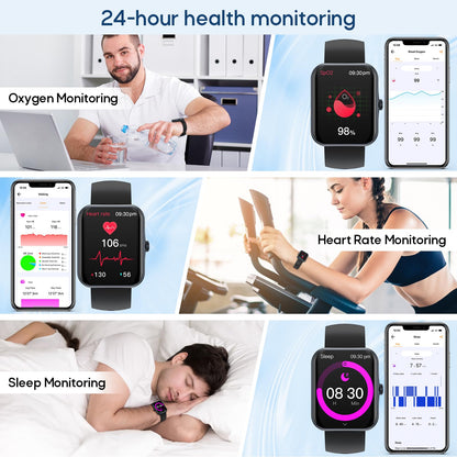 Women's smartwatch, fitness tracker 1.83 Full Touchscreen fitness watch for women, 37 sports modes activity tracker, pedometer, heart rate monitor, men's smartwatch with phone function for Android iOS.