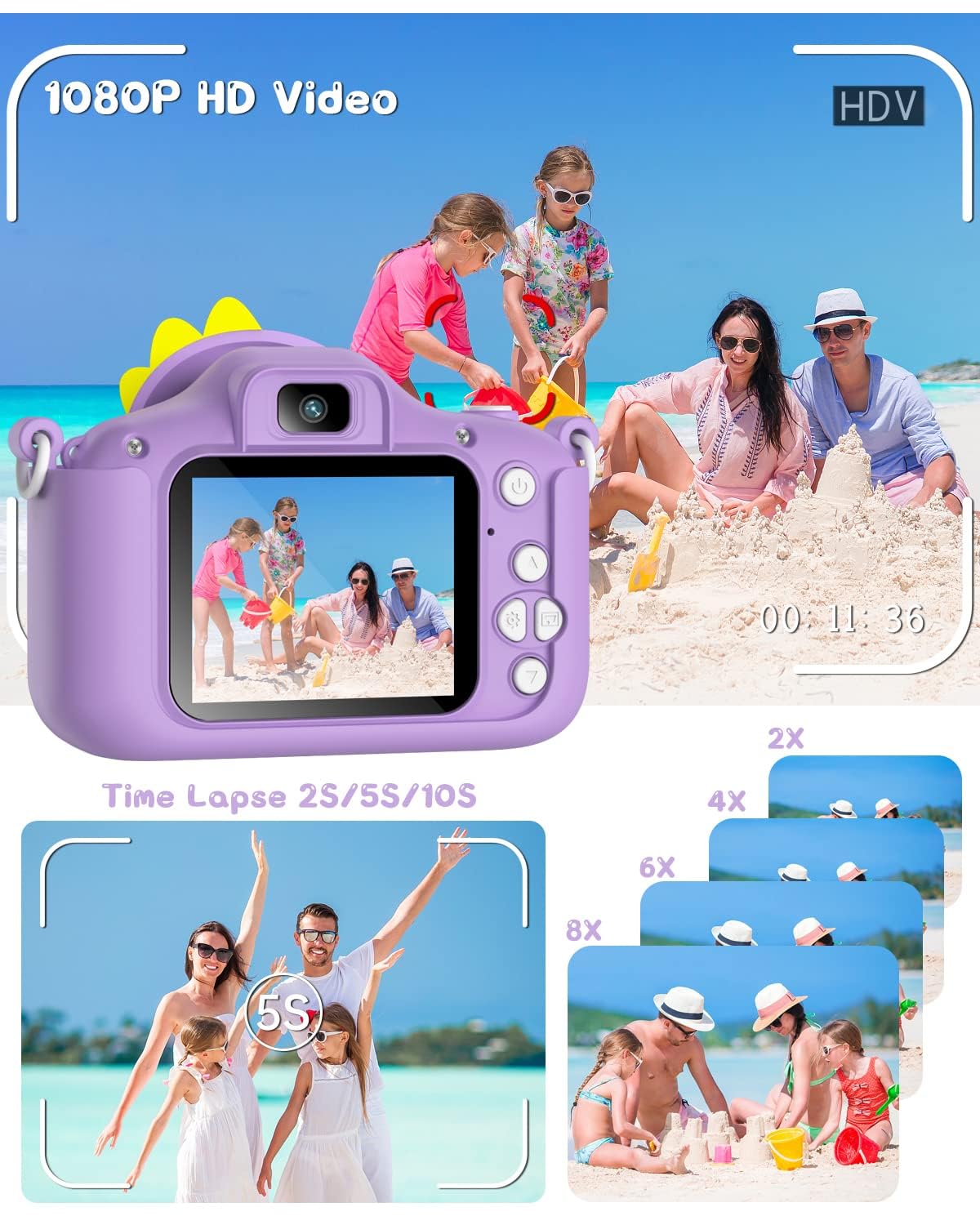 Kids camera, Gofunly children's camera 1080P 2.0-inch screen camera for kids with 32GB card Selfie digital camera photo camera for 3-12 year old boys and girls Christmas toy