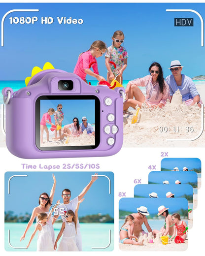 Kids camera, Gofunly children's camera 1080P 2.0-inch screen camera for kids with 32GB card Selfie digital camera photo camera for 3-12 year old boys and girls Christmas toy