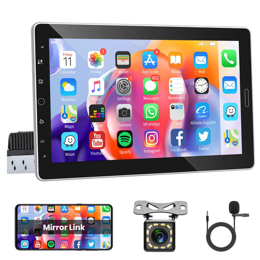 Android 13 car radio 1 Din with GPS navigation WiFi Bluetooth hands-free calling 10.1 inch detachable touchscreen car radio with Mirror Link Bluetooth FM/RDS/EQ/DAB/OBD/DVR steering wheel control backup camera