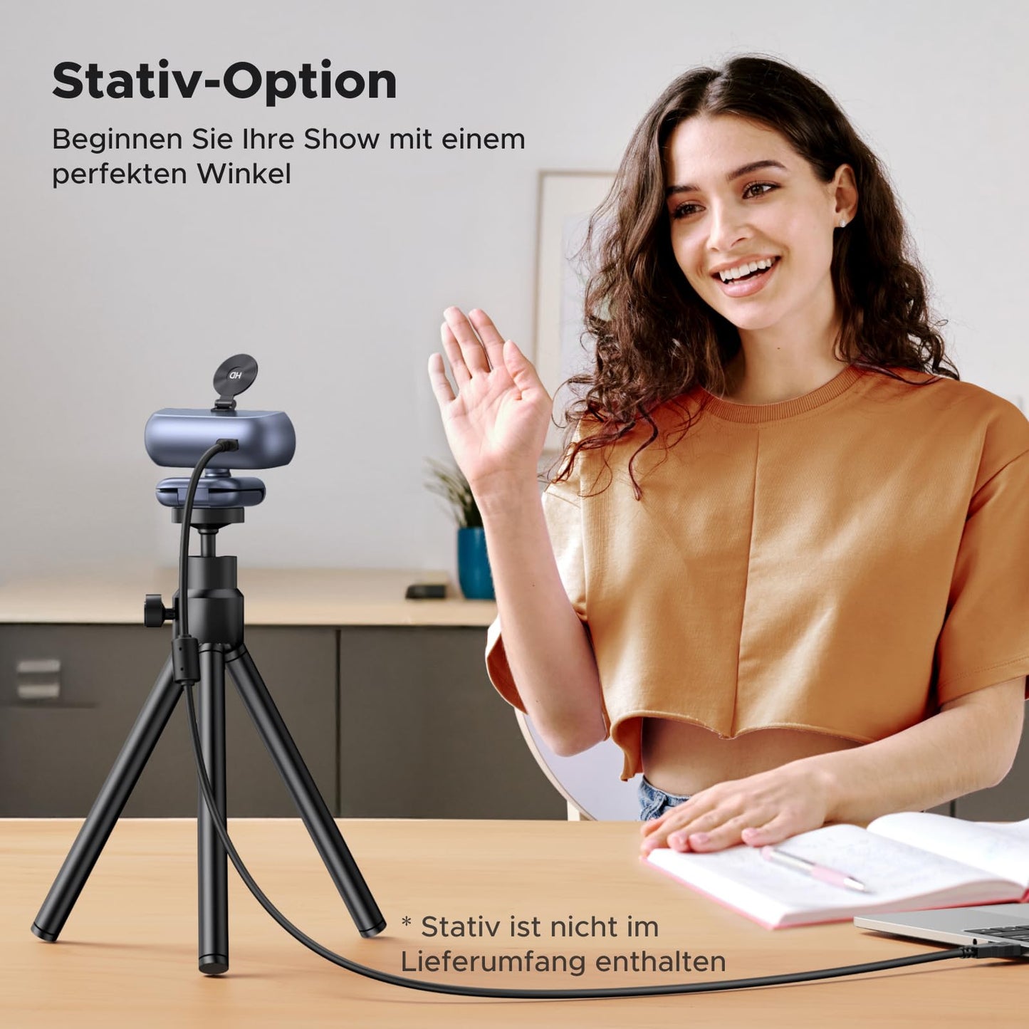 UGREEN Webcam 2K, USB A webcam with microphone, PC camera, fixed focus, 80° field of view, camera with privacy cover, automatic light correction, stereo sound, plug & play, PC camera for Windows/MacOS/Zoom/Skype.