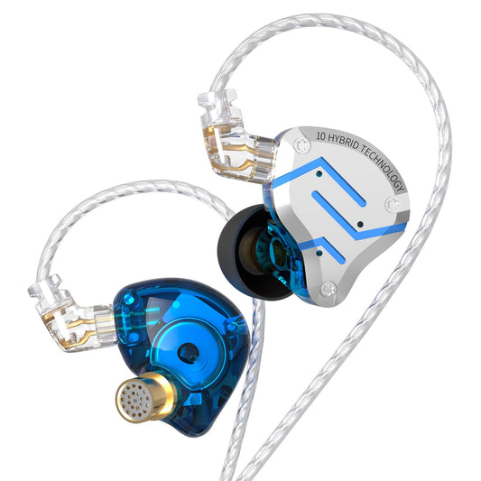 Yinyoo KZ ZS10 Pro IEM HiFi earphones Wired 4BA+1DD In-Ear Hearphone Gaming Earphones Wired Aluminum Alloy Faceplates In-Ear Monitor 3.5mm Jack Cable with 4 pairs of ear tips.