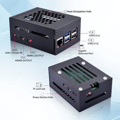 GeeekPi Raspberry Pi 5 case with Official Active Cooler, Supports PCIe M.2 NVMe SSD Shield Top X1001/X1000/N04/N05