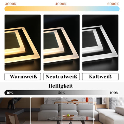 ZMH LED ceiling light living room - living room lamp 23W dimmable with remote control 30cm acrylic bedroom lamp modern design stepless square for bedroom kitchen hallway office dining room