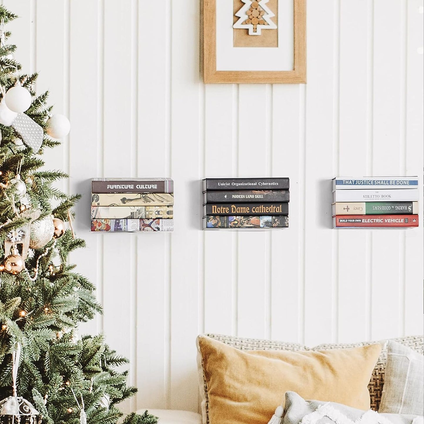 SWAWIS 6 Pieces Invisible Bookshelf Mini Floating Bookshelf Metal Bookshelf Wall Floating Bookshelf Invisible Bookshelf Floating Bookshelf for Paperbacks, White