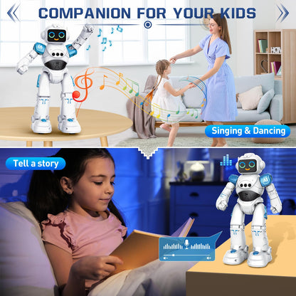 VATOS robot toys for kids aged 3-12 years - remote control robot, gesture control programmable RC robot toy dancing walking smart robot boys girls birthday gift