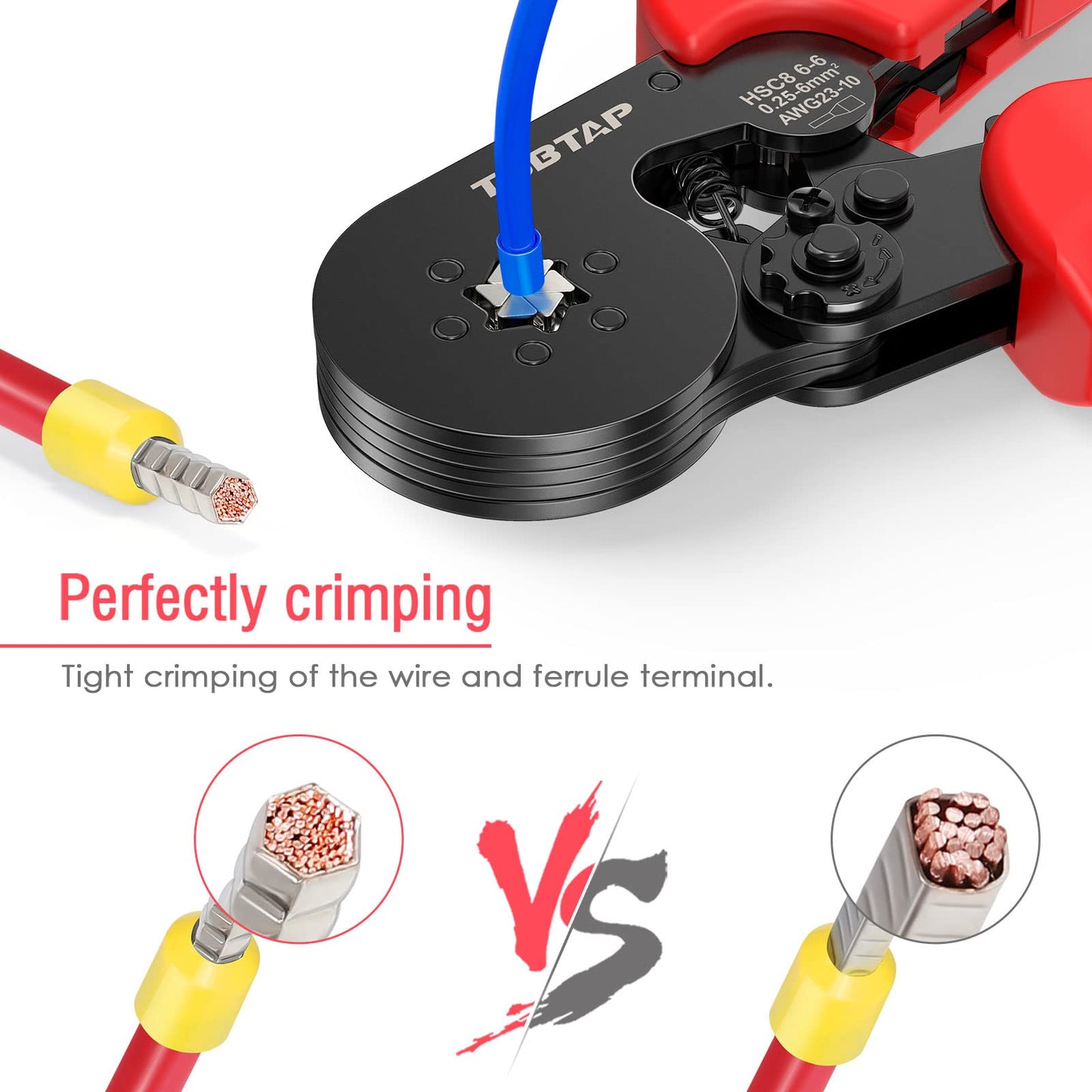 Crimping Pliers Ferrule Set - Hexagonal TUBTAP® Ferrule Crimping Pliers with 2000 pcs Ferrules Tool Kit For 0.25-6 mm² (AWG 23-10), Crimping Pliers, Pressing Pliers