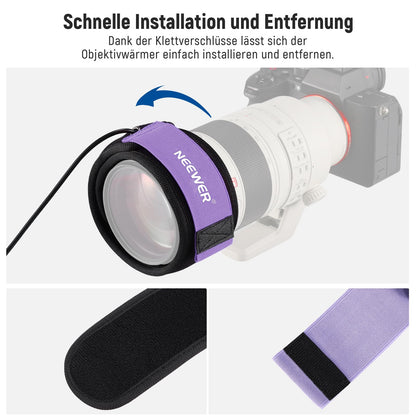 NEEWER USB 500mm lens heater with FPC, fast, even heating technology for DSLR camera lens telescope astrophotography, 3 temperature levels, prevents overvoltage/dew/mist/condensation, HW-30