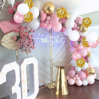 Balloon Garland Pink White Gold UNOEYSAT 120pcs Balloon Garland Set Helium Latex Balloons 4D Confetti Balloons for Girls Women Birthday Wedding Baby Shower Bachelorette Party Decor