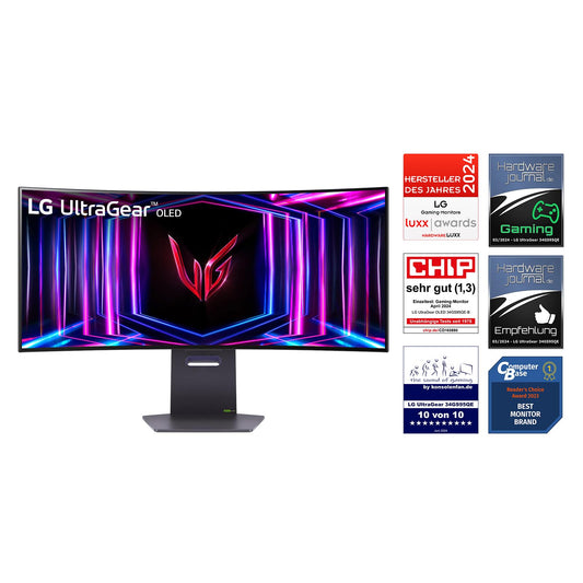 LG Electronics 34GS95QE-B.AEU UltraWide QHD UltraGear Gaming OLED Monitor, 34" (86cm), 3440 x 1440 resolution, 0.03ms GtG, 240Hz refresh rate, HDR400 TRUE BLACK, NVIDIA G-Sync Compatible, AMD FreeSync Premium Pro - Gray